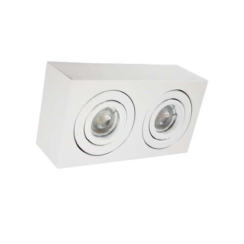 Plafón cardánico para 2 dicroicas GU10 blanco texturado 25,5x13x4x10cm